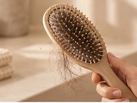 Haare in einer Bürste als Beispiel für Haarverlust