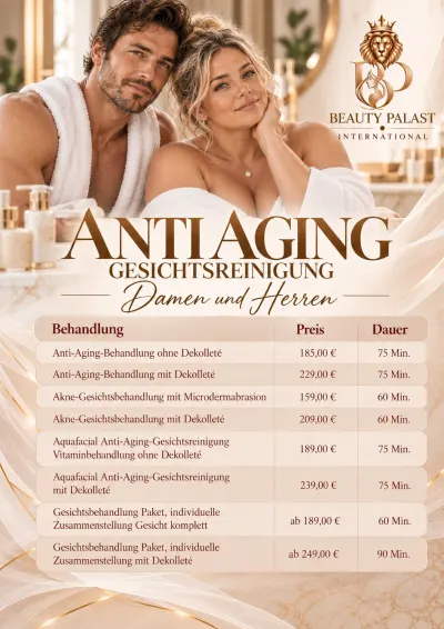 Preisliste Anti Aging Gesichtsreinigung als Plakat