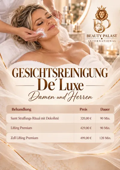 Preisliste Gesichtsreinigung De’Luxe als Plakat