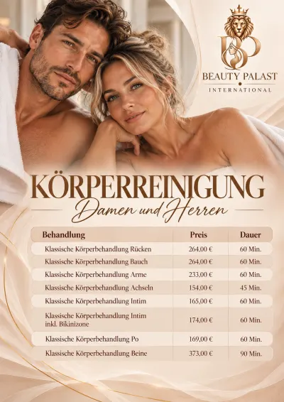 Preisliste Körperreinigung als Plakat